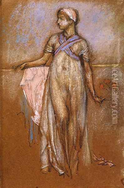 The Greek Slave Girl (or Variations in Violet and Rose) Oil Painting - James Abbott McNeill Whistler
