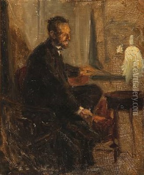 Portrait Of The Danish Painter L. A. Ring Oil Painting - Viggo Johansen