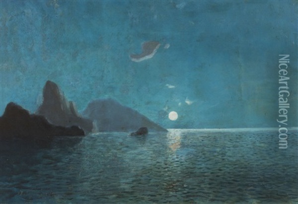 Moonlight Oil Painting - Emilios Prosalentis