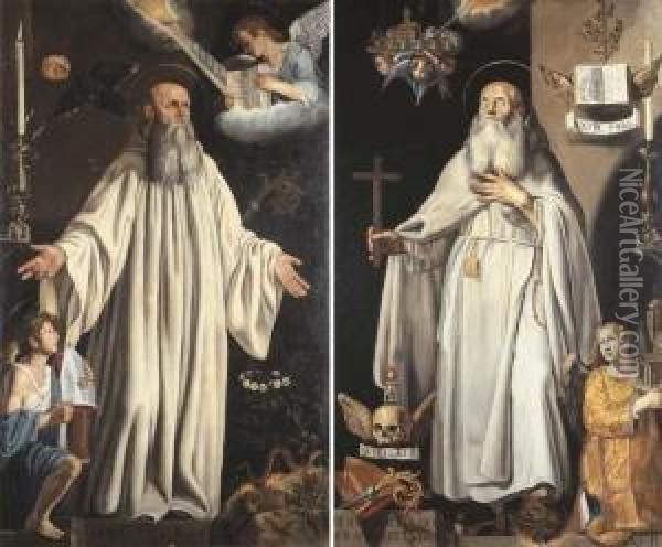 Saint Romuald; And Saint Benedict Oil Painting - Antonio D'Enrico Tanzio Da Varallo