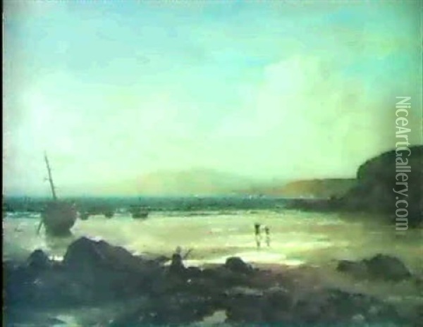 La Baie De Douarnenez A Maree Basse Oil Painting - Jules Breton