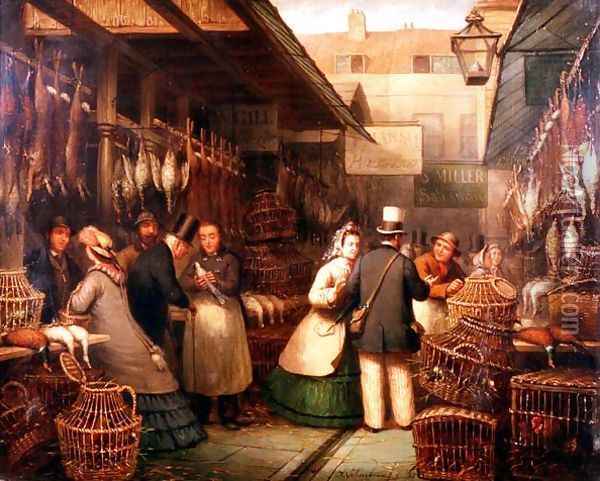 Leadenhall Market, 1865 Oil Painting - Andreas Scheerboom