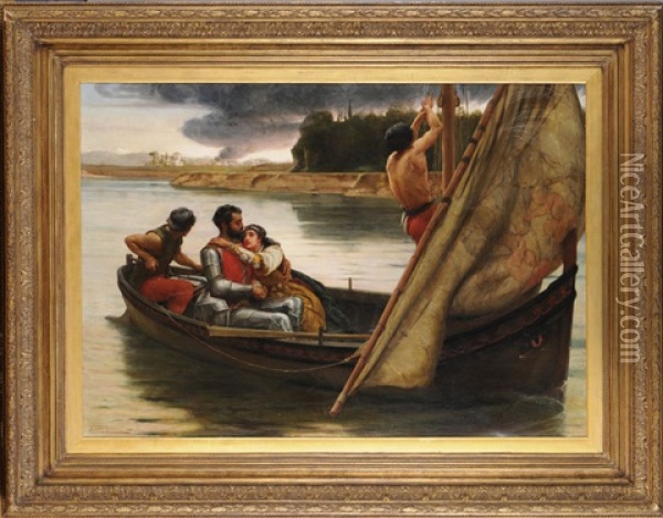 Voyage Of King Arthur And Morgan Le Fay Oil Painting - Frank William Warwick Topham