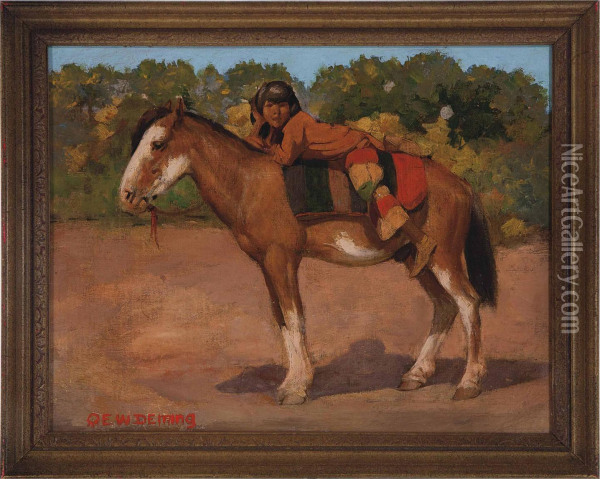 Crow Boy And His Pony Oil Painting - Edwin Willard Deming