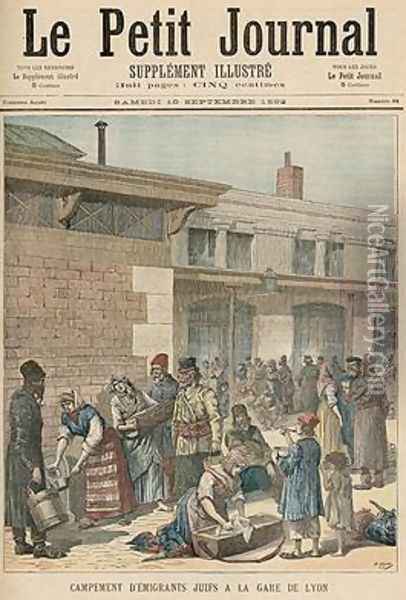 Jewish Refugee Camp in the Gare de Lyon from Le Petit Journal Supplement Illustre 10th September 1892 Oil Painting - Henri Meyer