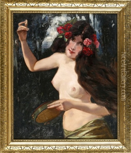 Nymphe Mit Tamburin Oil Painting - Paul Guenther
