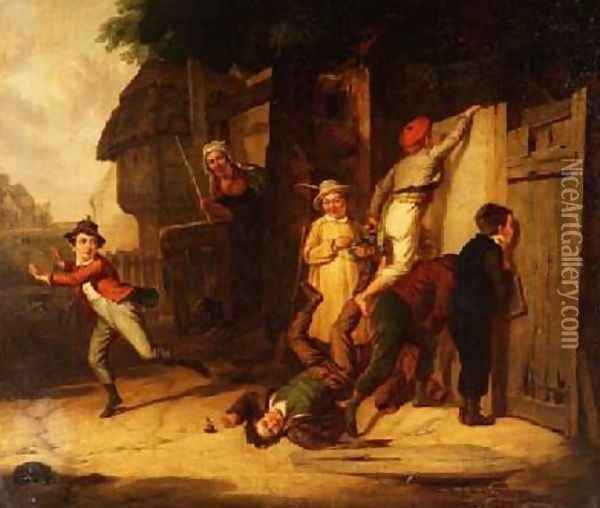 Robbing from the Orchard Oil Painting - H. Ledbrooke