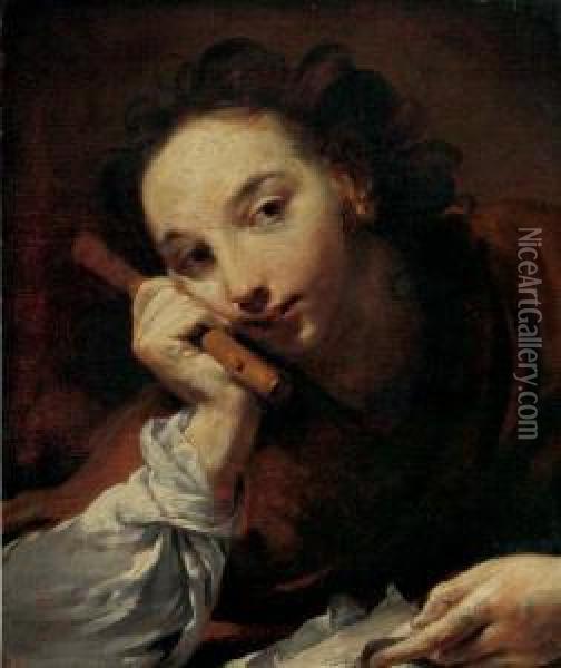 Boy With A Flute Oil Painting - Giuseppe Maria Crespi