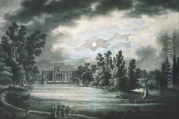 Lazienki Palace in Moonlight Oil Painting - Zygmunt Vogel