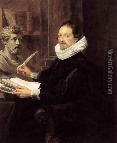 Portrait of Jan Gaspar Gevartius c. 1628 Oil Painting - Peter Paul Rubens