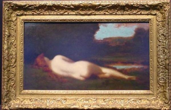 Reclining Nude In A Landscape Oil Painting - Jean-Jacques Henner