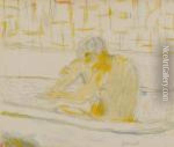 Femme Assise Dans Sa Baignoire Oil Painting - Pierre Bonnard