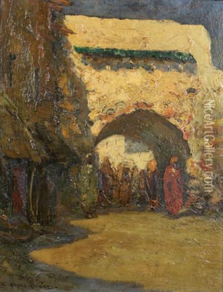 Promeneurs Sous La Grande Voute Oil Painting - Charles Henri Gaston Dagnac-Riviere