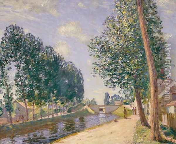 The Loing Canal at Moret, c.1892 Oil Painting - Alfred Sisley