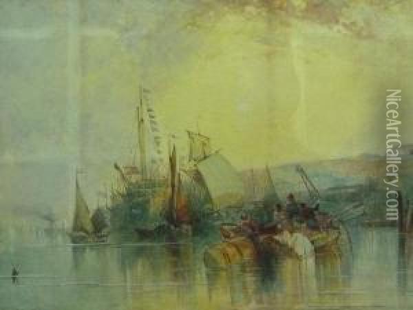 A Ship Of Nelson's Navy Oil Painting - John Francis Salmon