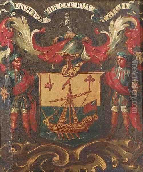A Coat-of-Arms Oil Painting - English School