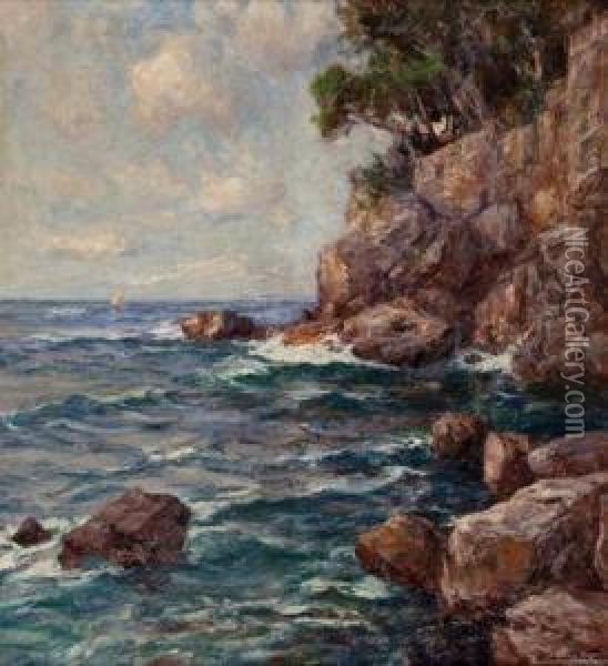 Felsenkuste Auf Capri Oil Painting - Albert Wenk