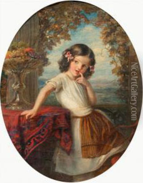 Portrait Eines Kleinen Madchens Oil Painting - Edouard Steinbruck