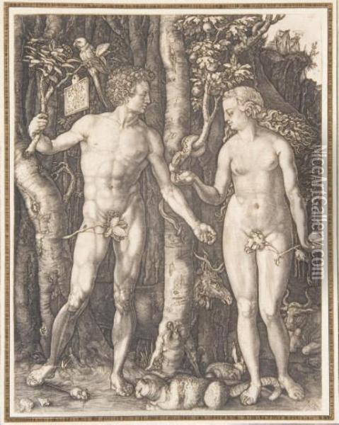Adam Et Eve Oil Painting - Albrecht Durer