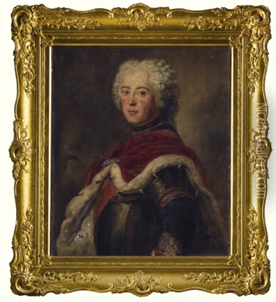 Portrait Of King Friedrich Ii Of Prussia Oil Painting - Antoine Pesne