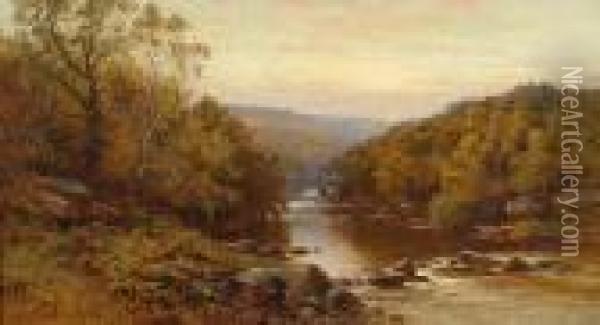 A Salmon River Oil Painting - Alfred Augustus Glendening