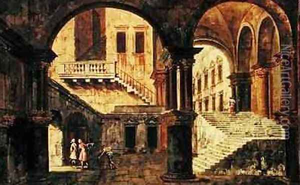 Staircase in a Palace Oil Painting - Michele Marieschi