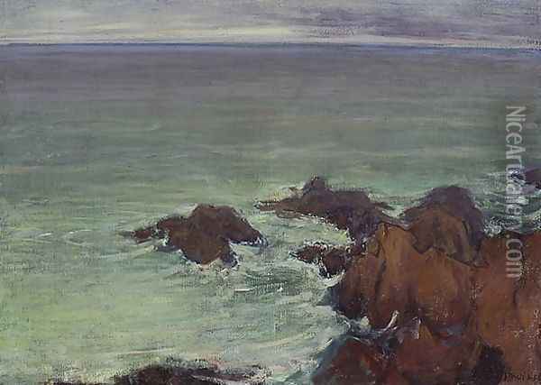 Sea in Brittany Oil Painting - Wladyslaw Slewinski