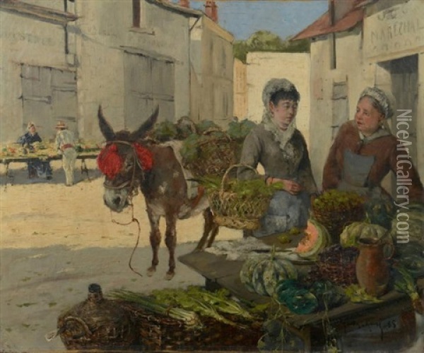 La Marchande De Fruits Et Legumes Oil Painting - Francois Martin-Kavel