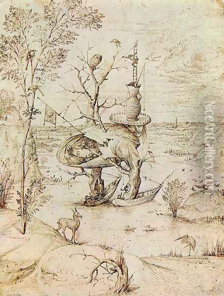 The Man-Tree Oil Painting - Hieronymous Bosch