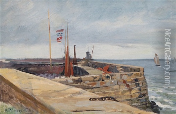 Pier An Der Nordsee Oil Painting - Heinrich Petersen-Flensburg