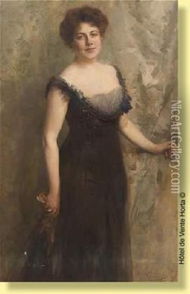 Portrait De Dame De Qualite Oil Painting - Herman Richir