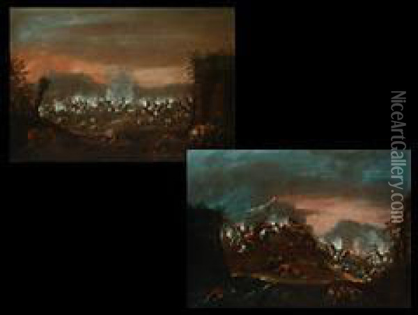 Zwei Schlachtenbilder Oil Painting - Ciccio Graziani