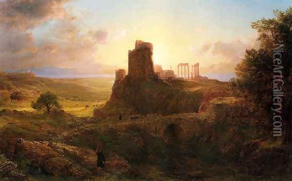 The Ruins at Sunion, Greece Oil Painting - Frederic Edwin Church
