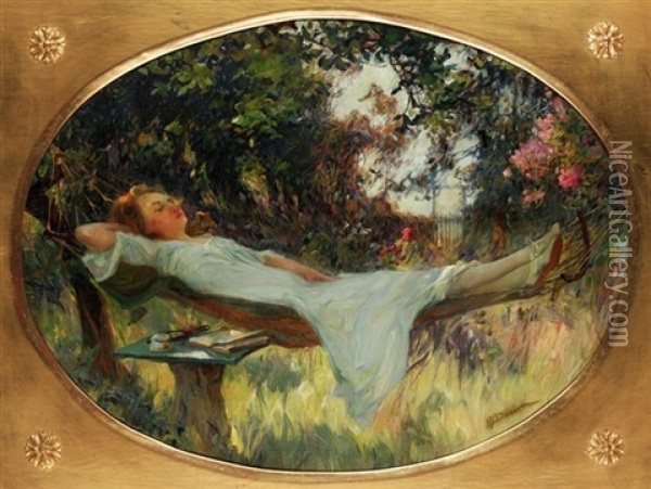 A Lazy Afternoon Oil Painting - Henri Gaston Darien