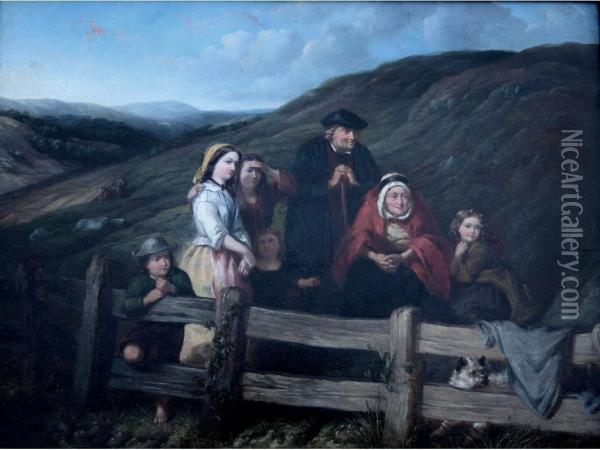 The Railway Side - Waiting To See Queen Victoria Oil Painting - Jessie Macleod