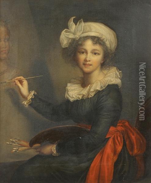 A Self Portrait Of The Artist Oil Painting - Elisabeth Vigee-Lebrun