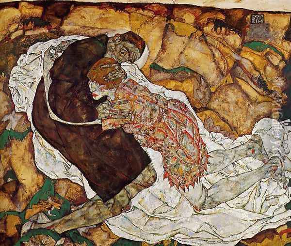 Death And The Maiden Oil Painting - Egon Schiele