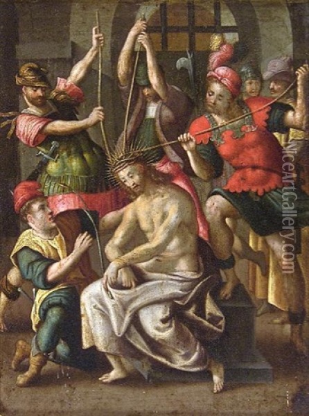 The Flagellation Of Christ Oil Painting - Gillis Mostaert the Elder