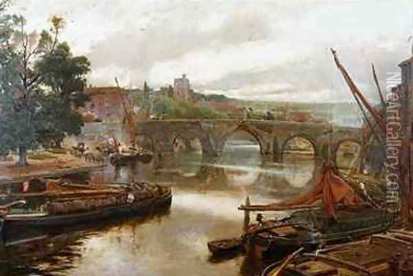 The Old Bridge Maidstone View Looking South Oil Painting - Albert Goodwin