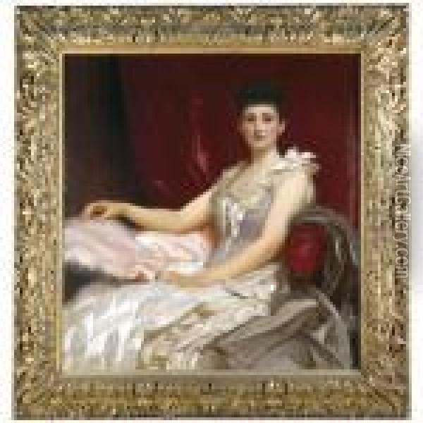 Portrait Of Amy Augusta, Lady Coleridge Oil Painting - Frederick Leighton