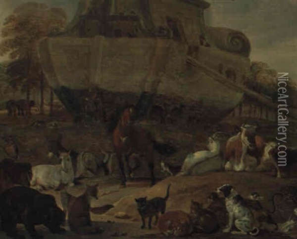 Einzug Der Tiere In Die Arche Noah Oil Painting - Cornelis Saftleven
