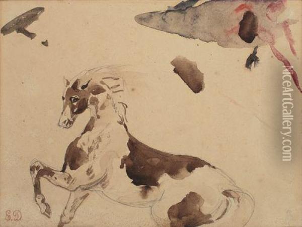 Study Of A Horse Oil Painting - Eugene Delacroix