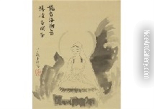 Kannon Oil Painting - Usen Ogawa