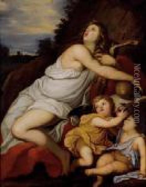 Maddalena In Estasi Con Due Putti Oil Painting - (Alessandro) Padovanino (Varotari)