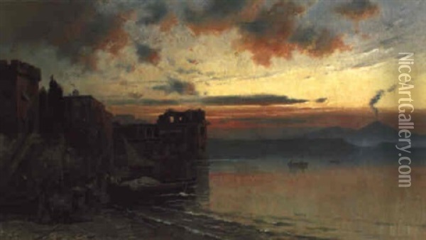 Abendstimmung Uber Dem Golf Von Neapel Oil Painting - Franz Reder-Broili