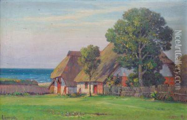 Gehoft Am Bodden Oil Painting - Arnold E. Lyongrun
