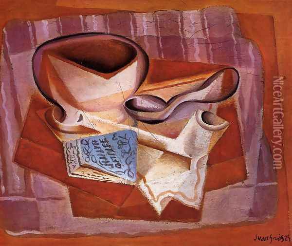 Bowl, Book and Spoon Oil Painting - Juan Gris
