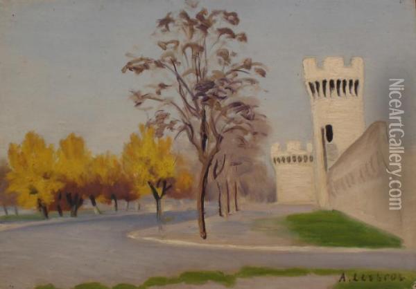 Les Remparts A L'automne Oil Painting - Alfred Lesbros