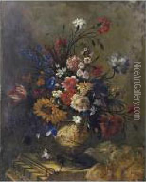 Bouquet De Fleurs Oil Painting - Nicolas Baudesson