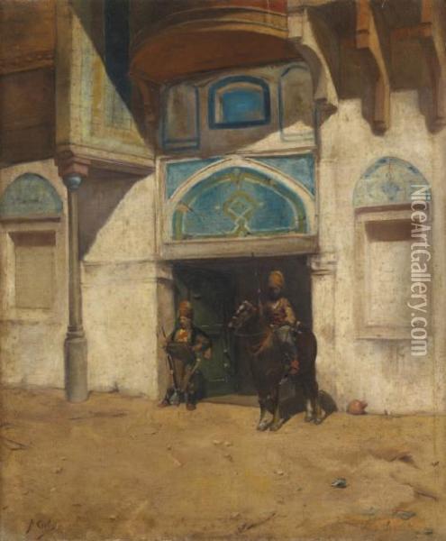 Gardes D'un Palais Turc Oil Painting - Adolf Cals